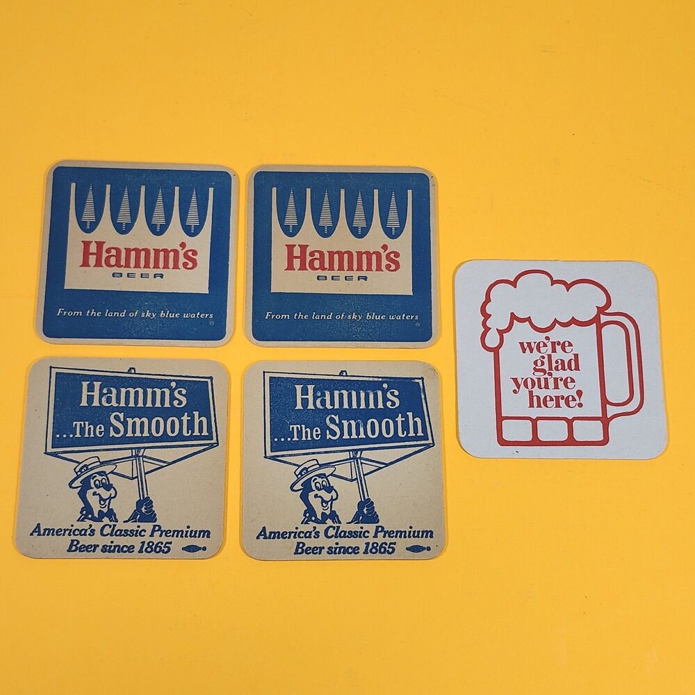 Hamm's Beer Coasters Lot of 4 Land of Sky Blue Waters Bar Tavern Promo Ad VTG